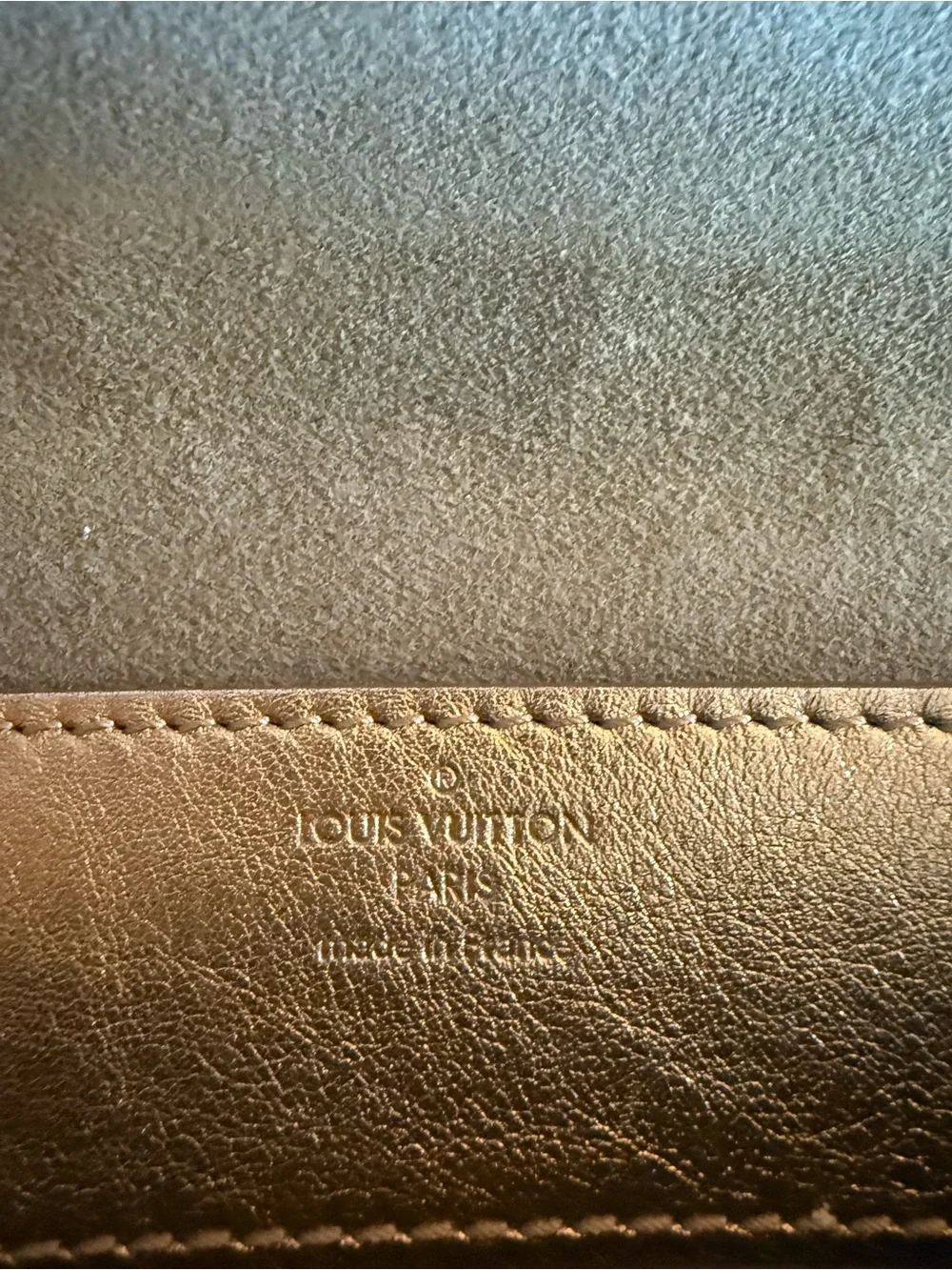 Louis Vuitton Metallic Gold Leather Clutch with LV Monogram Plaque